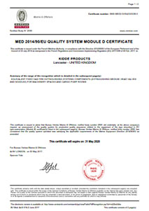 Med 2014/90/EU Quality System Module D Certificate
